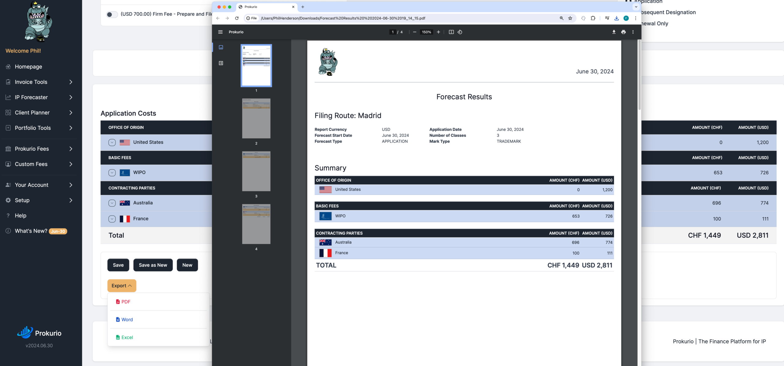 Madrid PDF Export